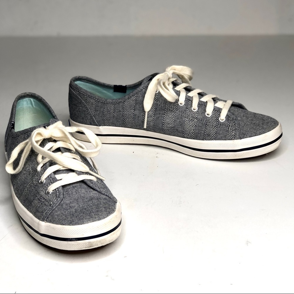 Keds sneakers striped chambray blue lace up size 9.5